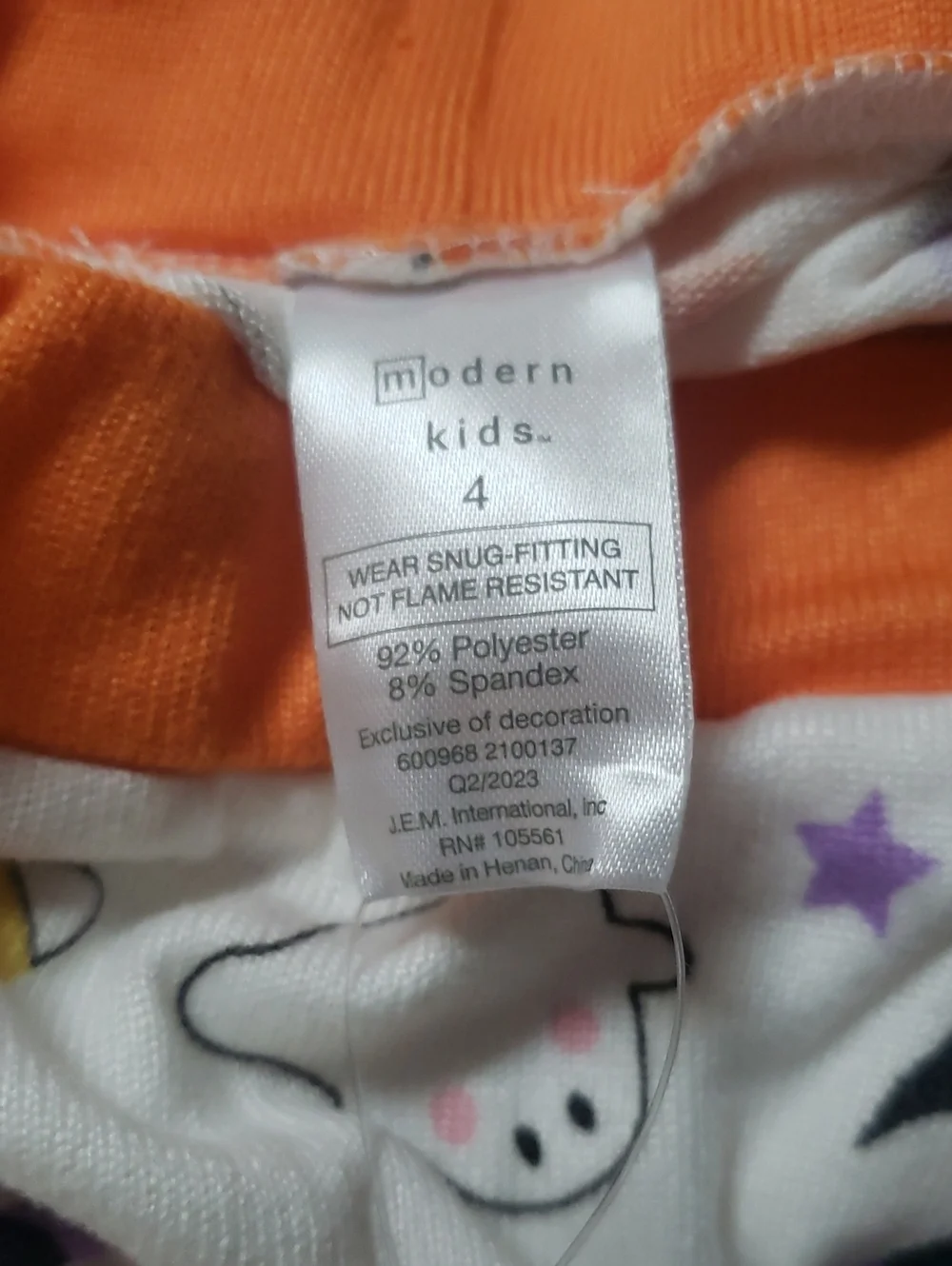 Modern Kids Halloween 3 Piece Sleepwear Ser - Ivory/Orange Ghost Print